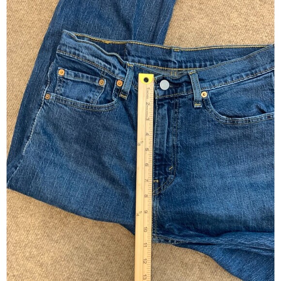 Levis 505 Jeans Mens 32x32 Straight Leg Whiskered Dark Wash Cotton Denim - Picture 4 of 9